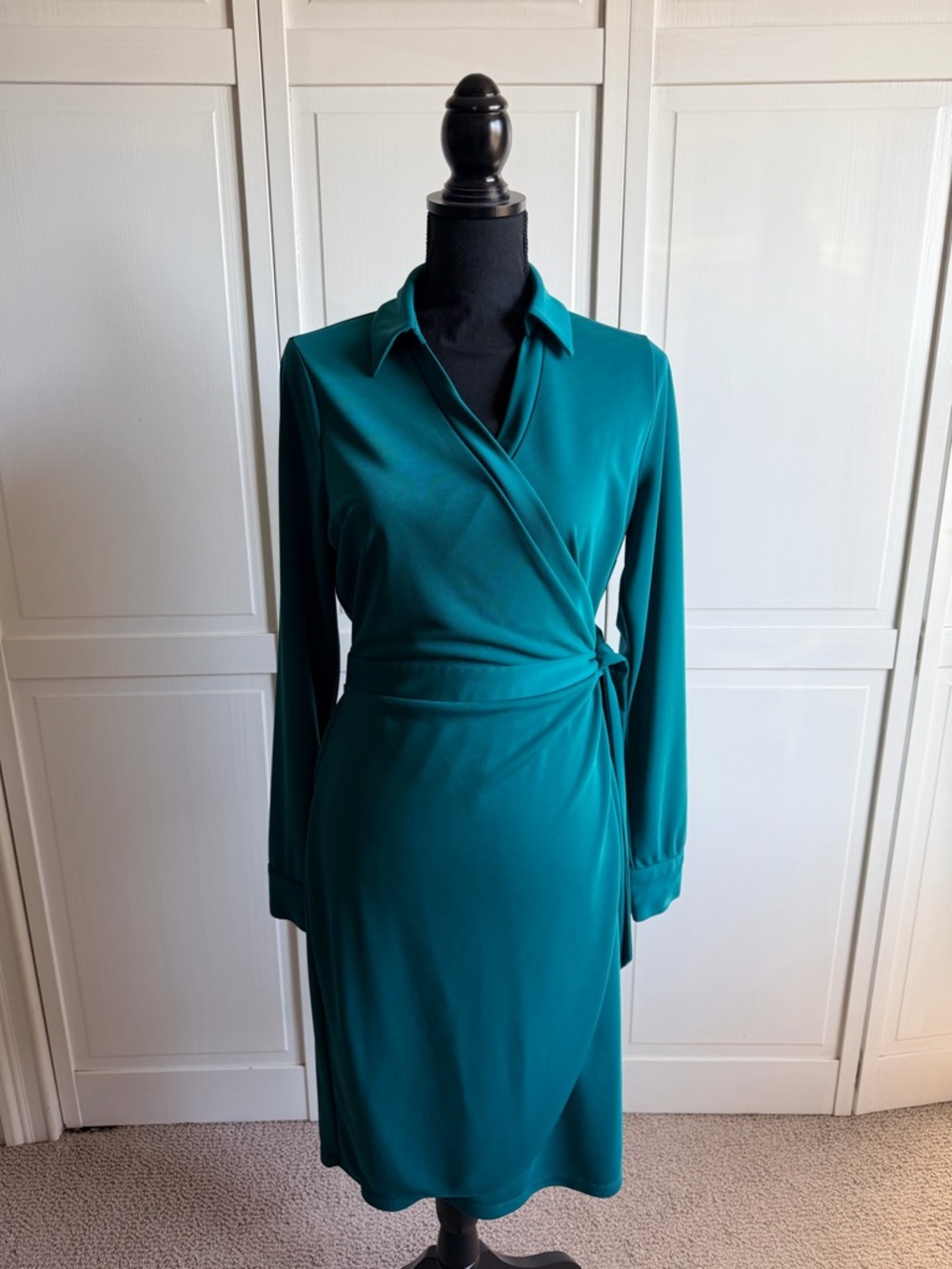 The Limited Teal Long-Sleeve Wrap Dress